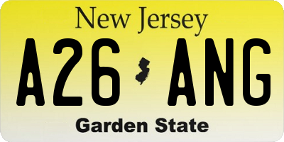 NJ license plate A26ANG