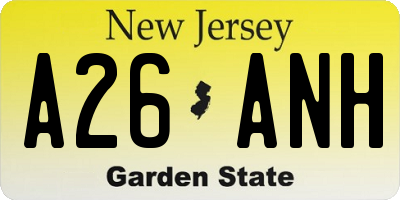 NJ license plate A26ANH