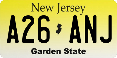 NJ license plate A26ANJ