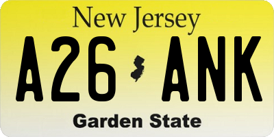 NJ license plate A26ANK
