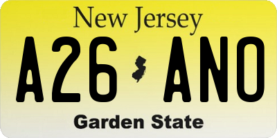 NJ license plate A26ANO