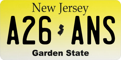 NJ license plate A26ANS