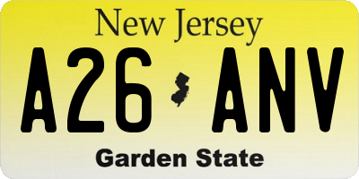NJ license plate A26ANV