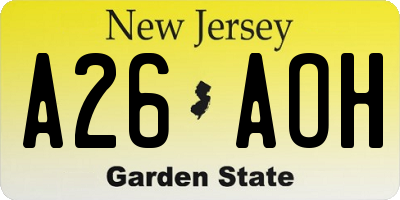 NJ license plate A26AOH