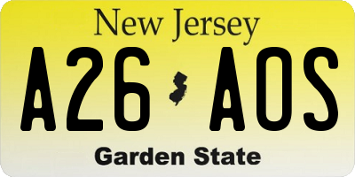 NJ license plate A26AOS