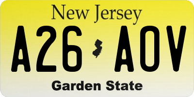 NJ license plate A26AOV