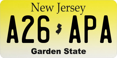 NJ license plate A26APA