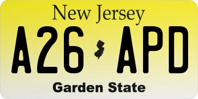 NJ license plate A26APD