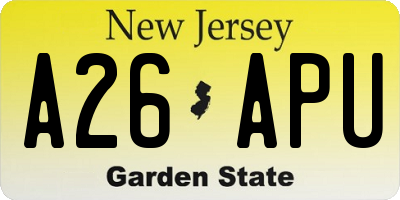 NJ license plate A26APU