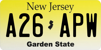 NJ license plate A26APW