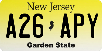 NJ license plate A26APY