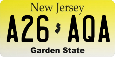 NJ license plate A26AQA