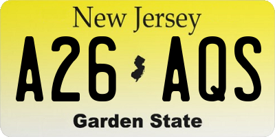 NJ license plate A26AQS