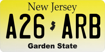 NJ license plate A26ARB