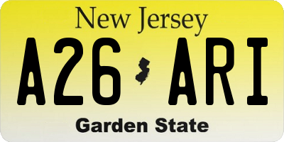 NJ license plate A26ARI