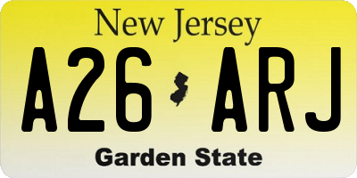 NJ license plate A26ARJ