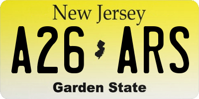 NJ license plate A26ARS