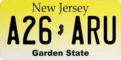 NJ license plate A26ARU