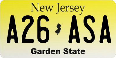 NJ license plate A26ASA