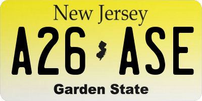 NJ license plate A26ASE