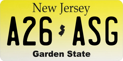NJ license plate A26ASG