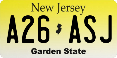 NJ license plate A26ASJ