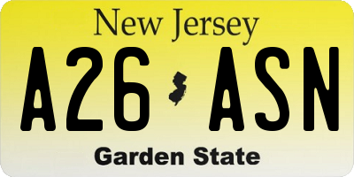 NJ license plate A26ASN