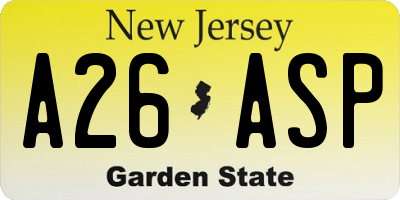 NJ license plate A26ASP