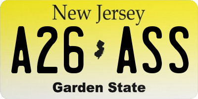 NJ license plate A26ASS