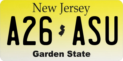 NJ license plate A26ASU