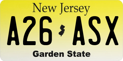 NJ license plate A26ASX