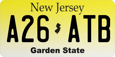 NJ license plate A26ATB