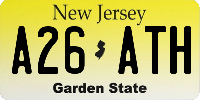 NJ license plate A26ATH