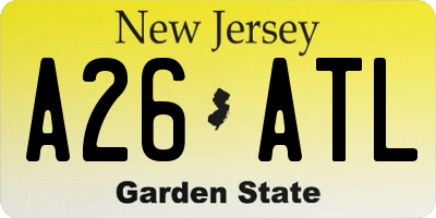 NJ license plate A26ATL