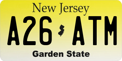 NJ license plate A26ATM