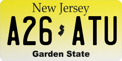 NJ license plate A26ATU