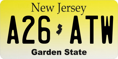 NJ license plate A26ATW