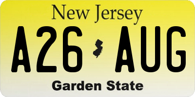 NJ license plate A26AUG