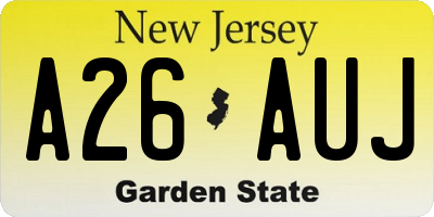 NJ license plate A26AUJ