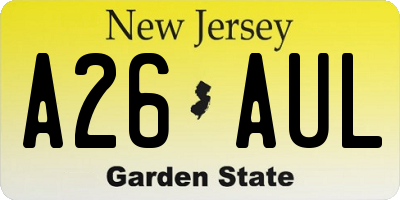 NJ license plate A26AUL
