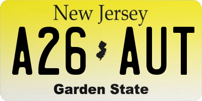 NJ license plate A26AUT