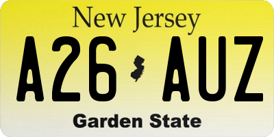 NJ license plate A26AUZ