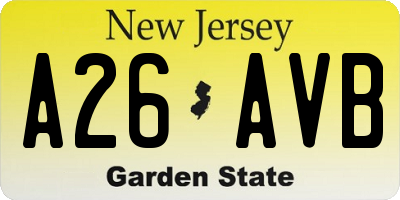 NJ license plate A26AVB