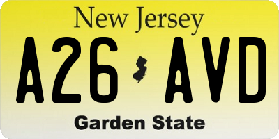 NJ license plate A26AVD
