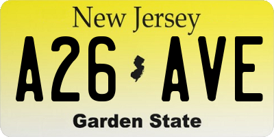 NJ license plate A26AVE