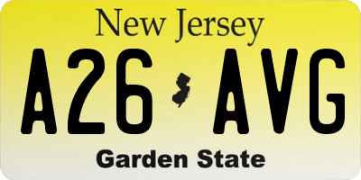 NJ license plate A26AVG