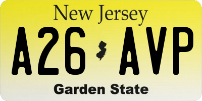 NJ license plate A26AVP