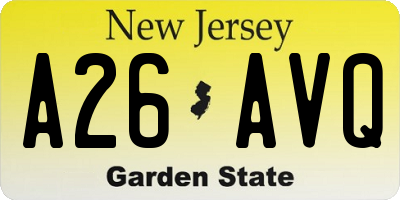 NJ license plate A26AVQ