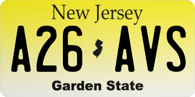NJ license plate A26AVS
