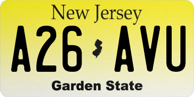 NJ license plate A26AVU